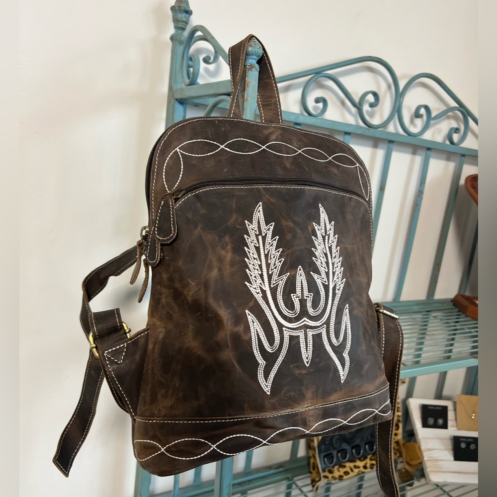 Western Leather Backpack Purse Cowgirl Boho Bag Rustic Vintage Small Travel NWT - Picture 7 of 15